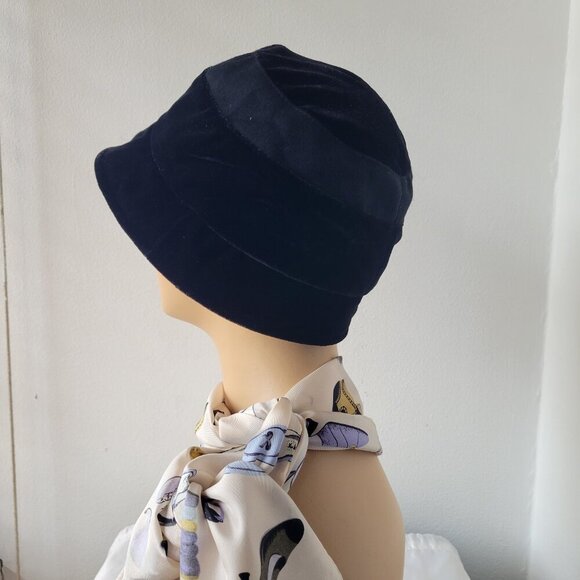 Vintage Style Giovannio Soft Black Velvet Bucket Hat - Picture 2 of 14